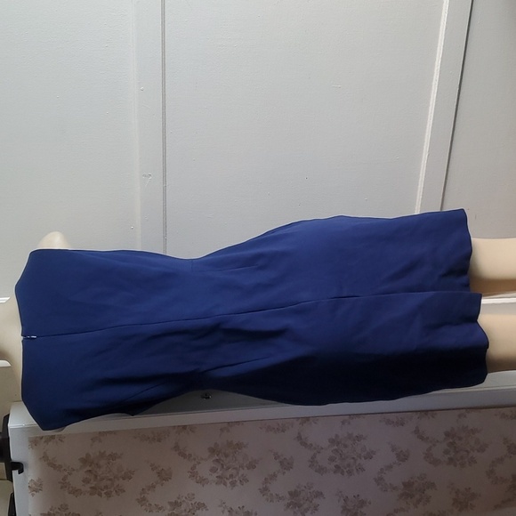 Lands End Ponte Knit Sleeveless Dress Solid Blue Pockets Sheath Stretch Sz 8P - Picture 5 of 11